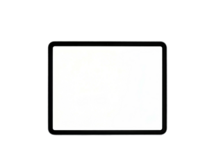Isolated rectangular tablet with a bright, blank screen against a black backdrop