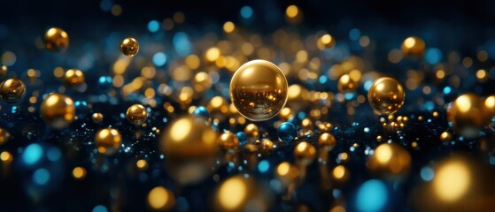 Sphere Metal Cosmic concept. Colorful bubbles on a dark background with shimmering light reflections.