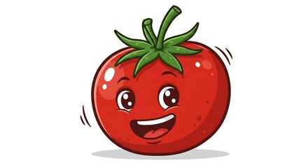 Smiling cartoon tomato illustration isolated on white background