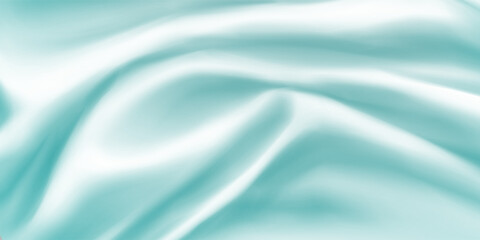 Abstract Turquoise and White Fabric with Smooth Flowing Folds.