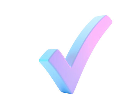 A 3D rendering of a pastel-colored checkmark floating against a black backdrop - Powered by Adobe