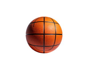 A standard orange sphere, used for a sport, floats in the center against black