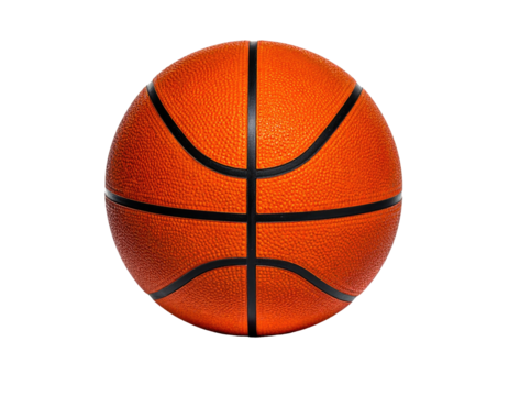 Isolated orange sphere with black lines, texture, and shadows