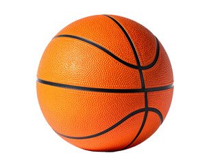A close-up, isolated shot of a textured orange ball with black seams