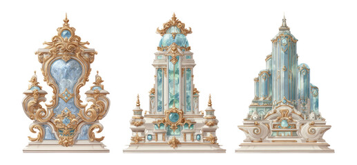 Obraz premium Ornate Architectural Elements with Elegant Gold and Blue Decorations