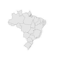 Brazil political map of administrative divisions - Federative units of Brazil. Grey blank vector editable map EPS.