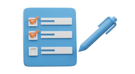 Checklist with Pen 3D Render Icon
