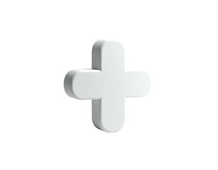 Obraz premium 3D white cross with rounded edges floats against a stark black background