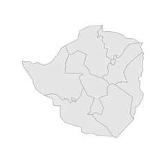Zimbabwe political map of administrative divisions - provinces. Grey blank vector editable map EPS.