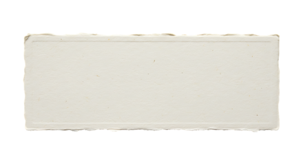 Handmade textured paper nameplate with rough edges blank isolated