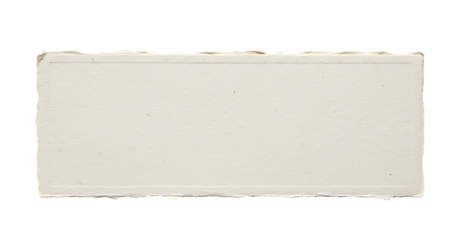 Handmade textured paper nameplate with rough edges blank isolated - Powered by Adobe