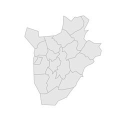 Burundi political map of administrative divisions - provinces. Grey blank vector editable map EPS.
