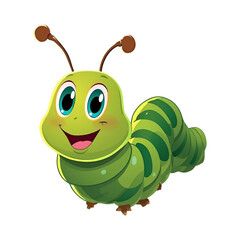 cartoon caterpillar with green leaf