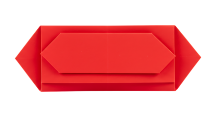 Origami folded paper nameplate geometric shape blank isolated transparent