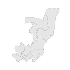 Fototapeta premium Republic of the Congo political map of administrative divisions - departments. Grey blank vector editable map EPS.