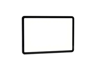 A sleek, modern tablet with a bright white screen floats in a void
