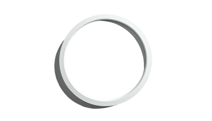 A white, shaded ring floating against a black background