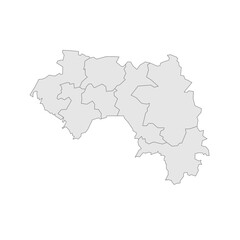 Guinea political map of administrative divisions - regions. Grey blank vector editable map EPS.