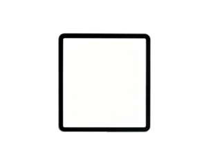 A rectangular touchscreen device with a bright white screen against a black backdrop