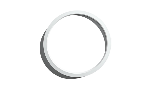 A white, shaded ring floating against a black background