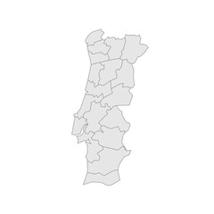 Portugal political map of administrative divisions - districts. Grey blank vector editable map EPS.