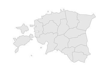 Estonia political map of administrative divisions - counties. Grey blank vector editable map EPS.