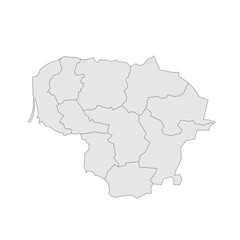 Fototapeta premium Lithuania political map of administrative divisions - counties. Grey blank vector editable map EPS.