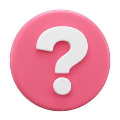 A large white question mark centered on a pink circular background viewed from directly above