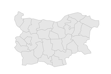 Bulgaria political map of administrative divisions - provinces and regions. Grey blank vector editable map EPS.