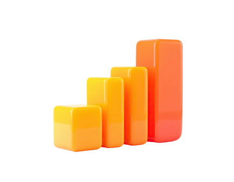3D rendered ascending bar chart, varying in height, against a black backdrop