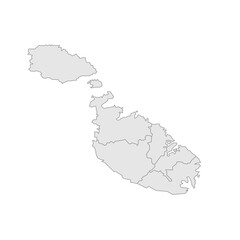 Malta political map of administrative divisions - regions. Grey blank vector editable map EPS.