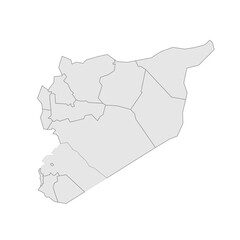 Syria political map of administrative divisions - governorates. Grey blank vector editable map EPS.
