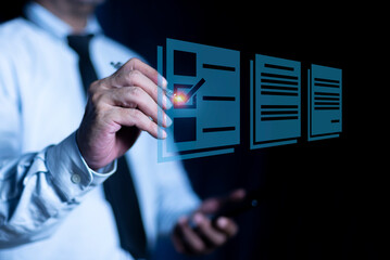 Checklist and clipboard task documentation management, Accountant showing office document auditing concept, Online survey online exam Choosing the right answer in the exam.
