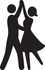 Couple dancing silhouette vector illustration, romantic design for love, celebration, Valentine’s Day, and wedding.