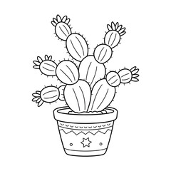 A Christmas cactus illustration vector style coloring book