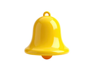 A vibrant 3D-rendered yellow bell with a glossy finish, isolated on black