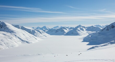 Snow covered mountains landscape under clear blue sky scenic view
