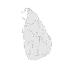 Sri Lanka political map of administrative divisions - provinces. Grey blank vector editable map EPS.