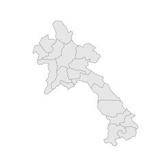Laos political map of administrative divisions - provinces and prefecture of Vientiane. Grey blank vector editable map EPS.