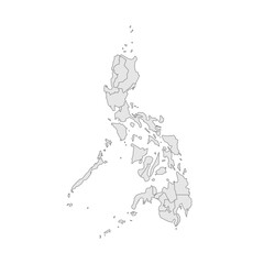 Philippines political map of administrative divisions - regions. Grey blank vector editable map EPS.