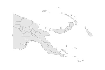 Papua New Guinea political map of administrative divisions - provinces, autonomous region and National Capital District. Grey blank vector editable map EPS.