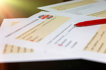 English vocabulary test in classroom