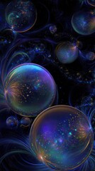 Abstract Glowing Spheres In Dark Space