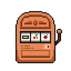 Vintage Style Slot Machine Cabin, Pixel Art Icon, Isolated