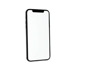 Modern smartphone with a bright white screen, slightly angled, on a black background