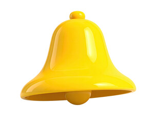 A glossy, yellow 3D bell, isolated against a black background
