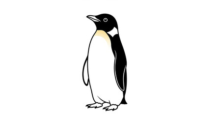Fototapeta premium A detailed illustration of a penguin standing upright, showcasing its distinctive black and white plumage.