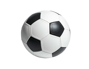 Fototapeta premium A classic black and white pentagon-patterned sphere, isolated on black