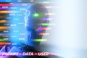 Robotic artificial intelligence robot The working  generative ai of data  prompt ai promp to work data information information technology