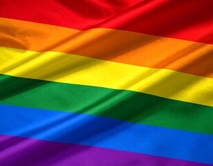 Vibrant rainbow flag, flowing in the wind